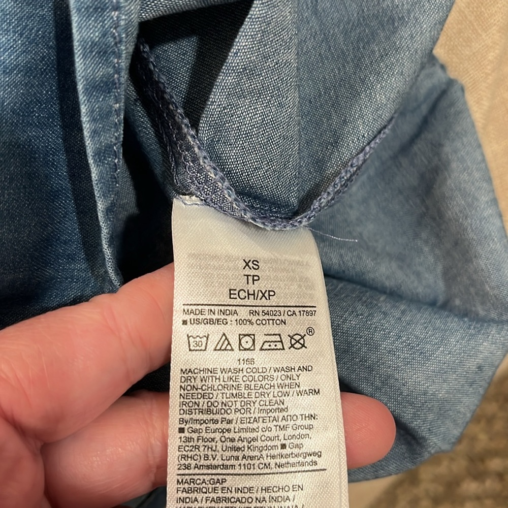 GAP Denim Puff Sleeve Button-Front Mini Dress/NWT/MEDIUM - Picture 14 of 14